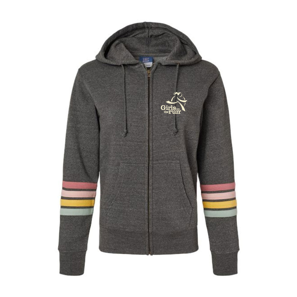 Striped Sleeve Full Zip
